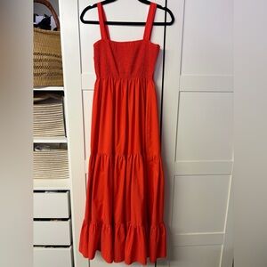 Zara tomato Red Sleeveless midi Dress